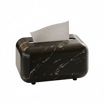 Modern Marble-Style Tissue Box Cover with Smooth Rounded Edges
