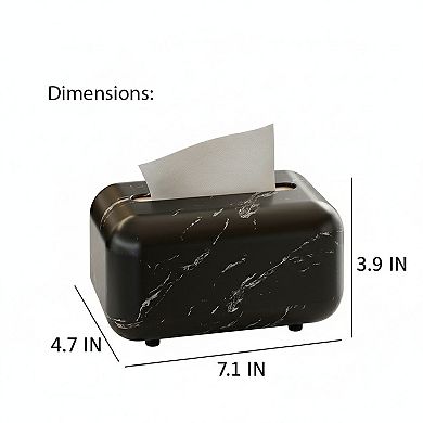 Modern Marble-Style Tissue Box Cover with Smooth Rounded Edges