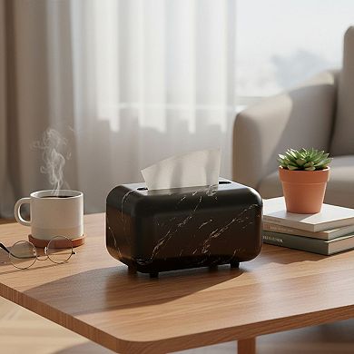 Modern Marble-Style Tissue Box Cover with Smooth Rounded Edges
