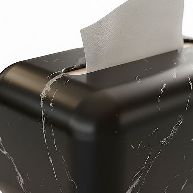 Modern Marble-Style Tissue Box Cover with Smooth Rounded Edges