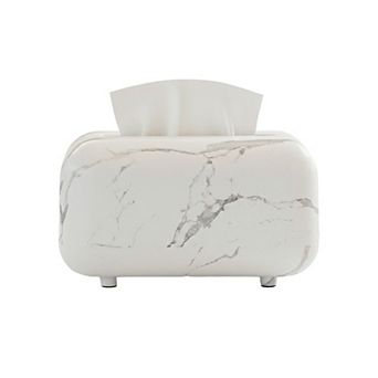 Modern Marble-Style Tissue Box Cover with Smooth Rounded Edges