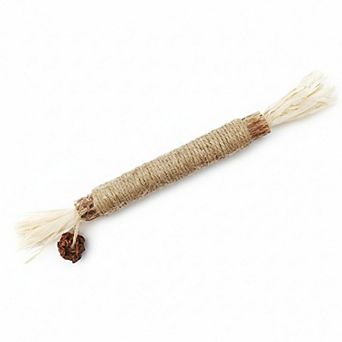 3 pc Natural Rope Cat Toy Stick with Wrapped Fiber Handle and Tassel Ends