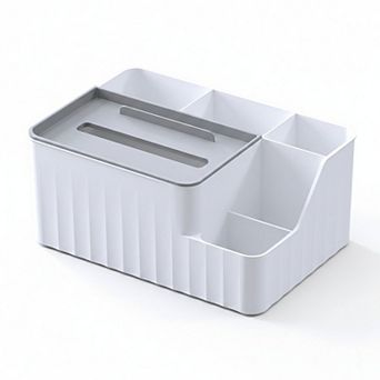 Multi Compartment Tissue Holder and Desktop Storage Organizer