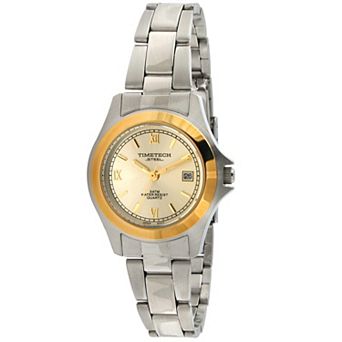 TIMETECH Women'sWater Resistant Stainless Steel Round Two-Tone Bracelet Watch