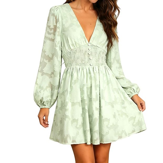 chinese dress ladies SSY-Women's Floral Chiffon Long Sleeve Mini Dress – LAI MENG FIVE CATS