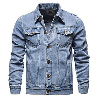 Men's Denim Jacket - Button-Front Trucker Jacket with Chest Pockets for Casual Daily Layered Wear