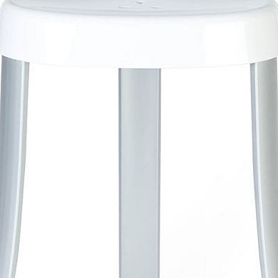 HomeRoots 18" White Aluminum And Heavy Duty Plastic Corner Shower Bench