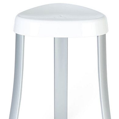 HomeRoots 18" White Aluminum And Heavy Duty Plastic Corner Shower Bench