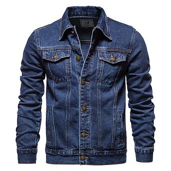 Men's Denim Jacket - Button-Front Trucker Jacket with Chest Pockets for Casual Daily Layered Wear