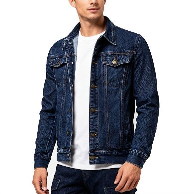 Men's Denim Jacket - Button-Front Trucker Jacket with Chest Pockets for Casual Daily Layered Wear