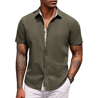 COOFANDY Mens Summer Shirts Short Sleeve Dress TShirts Button Up Shirt Business Casual Shirt Shirts