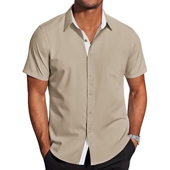 COOFANDY Mens Summer Shirts Short Sleeve Dress TShirts Button Up Shirt Business Casual Shirt Shirts