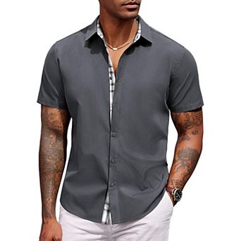 COOFANDY Mens Summer Shirts Short Sleeve Dress TShirts Button Up Shirt Business Casual Shirt Shirts