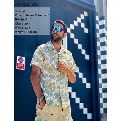 COOFANDY Men Beach Linen Shirts Boho Hippie Shirts Summer Cotton Tops Big and Tall