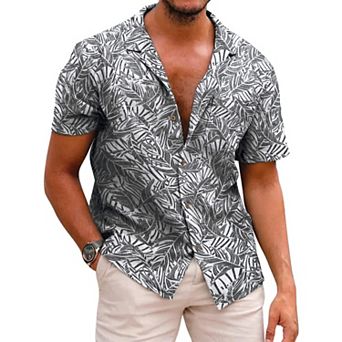 COOFANDY Men Beach Linen Shirts Boho Hippie Shirts Summer Cotton Tops Big and Tall