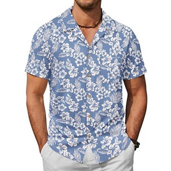 COOFANDY Men Beach Linen Shirts Boho Hippie Shirts Summer Cotton Tops Big and Tall