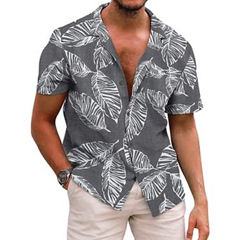COOFANDY Men Beach Linen Shirts Boho Hippie Shirts Summer Cotton Tops Big and Tall