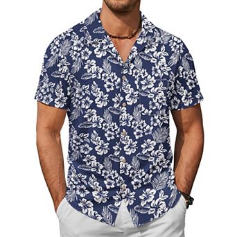 COOFANDY Men Beach Linen Shirts Boho Hippie Shirts Summer Cotton Tops Big and Tall