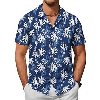 COOFANDY Men Beach Linen Shirts Boho Hippie Shirts Summer Cotton Tops Big and Tall