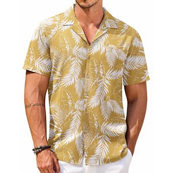COOFANDY Men Beach Linen Shirts Boho Hippie Shirts Summer Cotton Tops Big and Tall