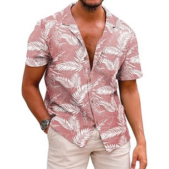 COOFANDY Men Beach Linen Shirts Boho Hippie Shirts Summer Cotton Tops Big and Tall
