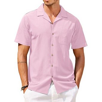 COOFANDY Men Beach Linen Shirts Boho Hippie Shirts Summer Cotton Tops Big and Tall