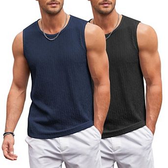 Men's Casual Tank Tops 2 Pack Knit Sleeveless Tee Shirts