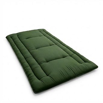 Plush Solid Japanese Futon Mattress, 3" Supportive Comfort, Foldable Space-Saving Floor Guest Bed