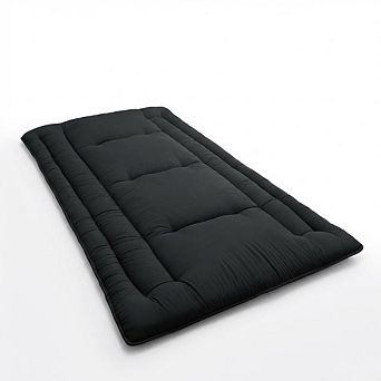 Plush Solid Japanese Futon Mattress, 3" Supportive Comfort, Foldable Space-Saving Floor Guest Bed