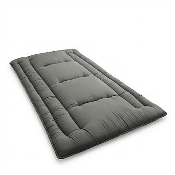 Plush Solid Japanese Futon Mattress, 3" Supportive Comfort, Foldable Space-Saving Floor Guest Bed