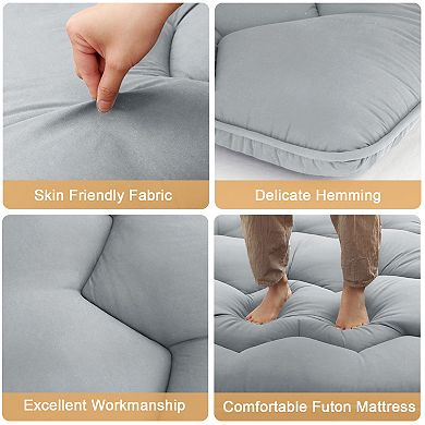 Japanese Futon Mattress 5-Layer Comfort Foldable Soft Microfiber Multi-Use Tatami Camping Floor Bed