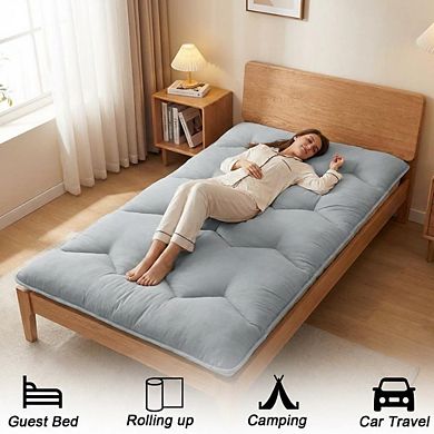 Japanese Futon Mattress 5-Layer Comfort Foldable Soft Microfiber Multi-Use Tatami Camping Floor Bed