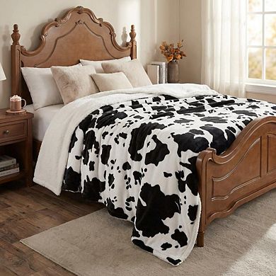 Heated Blanket Washable Soft Cow Print Heating Blankets with LCD Controller, 10 Heat Levels