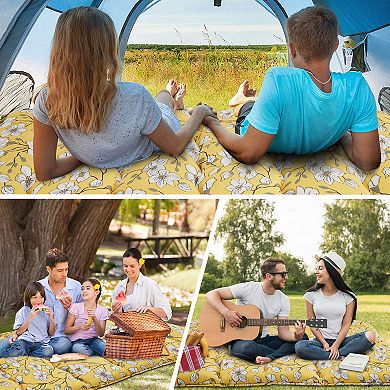 Floral Japanese Futon Mattress Twin Full Size, Soft Plush Fabric, Foldable Floor Sleeping Pad