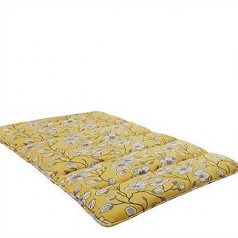 Floral Japanese Futon Mattress Twin Full Size, Soft Plush Fabric, Foldable Floor Sleeping Pad