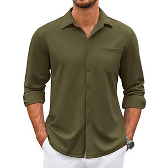 COOFANDY Mens Button Up Long Sleeve Shirts Wrinkle Free Shirts Slim Fit Dress Shirts