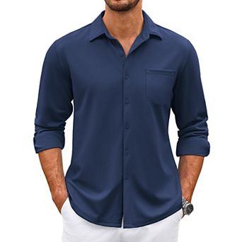 COOFANDY Mens Button Up Long Sleeve Shirts Wrinkle Free Shirts Slim Fit Dress Shirts