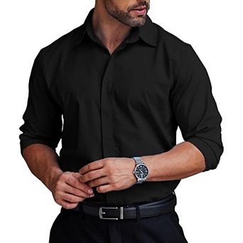COOFANDY Wrinkle Free Dress Shirts Slim Fit Button Down Suit Shirts Solid Colored Non Iron Shirt