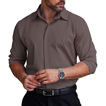 COOFANDY Wrinkle Free Dress Shirts Slim Fit Button Down Suit Shirts Solid Colored Non Iron Shirt