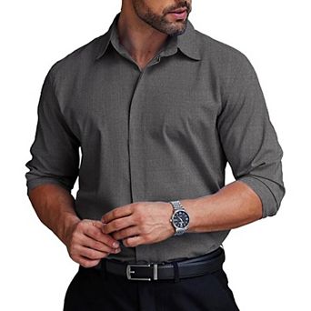 COOFANDY Wrinkle Free Dress Shirts Slim Fit Button Down Suit Shirts Solid Colored Non Iron Shirt