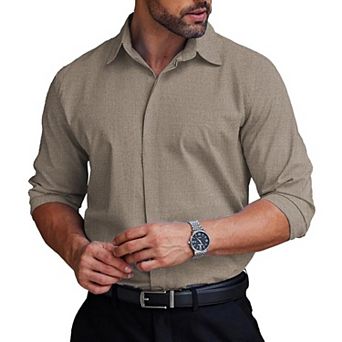 COOFANDY Wrinkle Free Dress Shirts Slim Fit Button Down Suit Shirts Solid Colored Non Iron Shirt