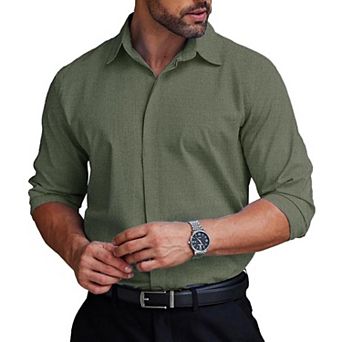 COOFANDY Wrinkle Free Dress Shirts Slim Fit Button Down Suit Shirts Solid Colored Non Iron Shirt