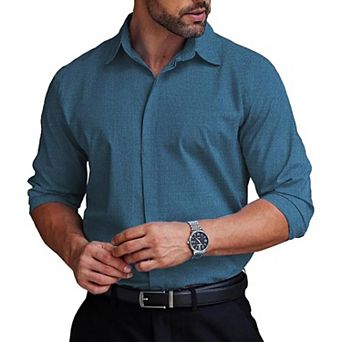 COOFANDY Wrinkle Free Dress Shirts Slim Fit Button Down Suit Shirts Solid Colored Non Iron Shirt