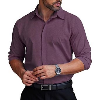 COOFANDY Wrinkle Free Dress Shirts Slim Fit Button Down Suit Shirts Solid Colored Non Iron Shirt