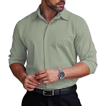 COOFANDY Wrinkle Free Dress Shirts Slim Fit Button Down Suit Shirts Solid Colored Non Iron Shirt