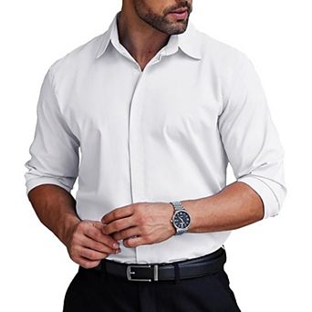 COOFANDY Wrinkle Free Dress Shirts Slim Fit Button Down Suit Shirts Solid Colored Non Iron Shirt