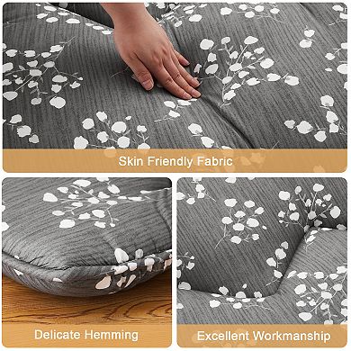 Floral Print Japanese Style Floor Mattress, Kid & Pet-Friendly, Multi-Use Floor Play Guest Bed