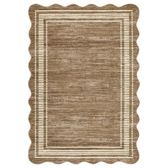 2x6 ft Hallway Runner Rug Modern Scalloped Area Rug Washable Kitchen Runner Rug