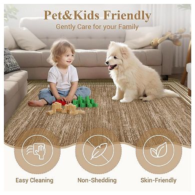 2x6 ft Hallway Runner Rug Modern Scalloped Area Rug Washable Kitchen Runner Rug