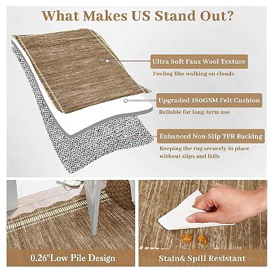 2x6 ft Hallway Runner Rug Modern Scalloped Area Rug Washable Kitchen Runner Rug